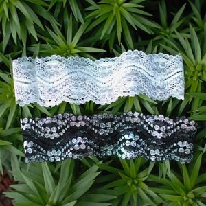 Gorgeous Women's Headbands Silver White Black Lace